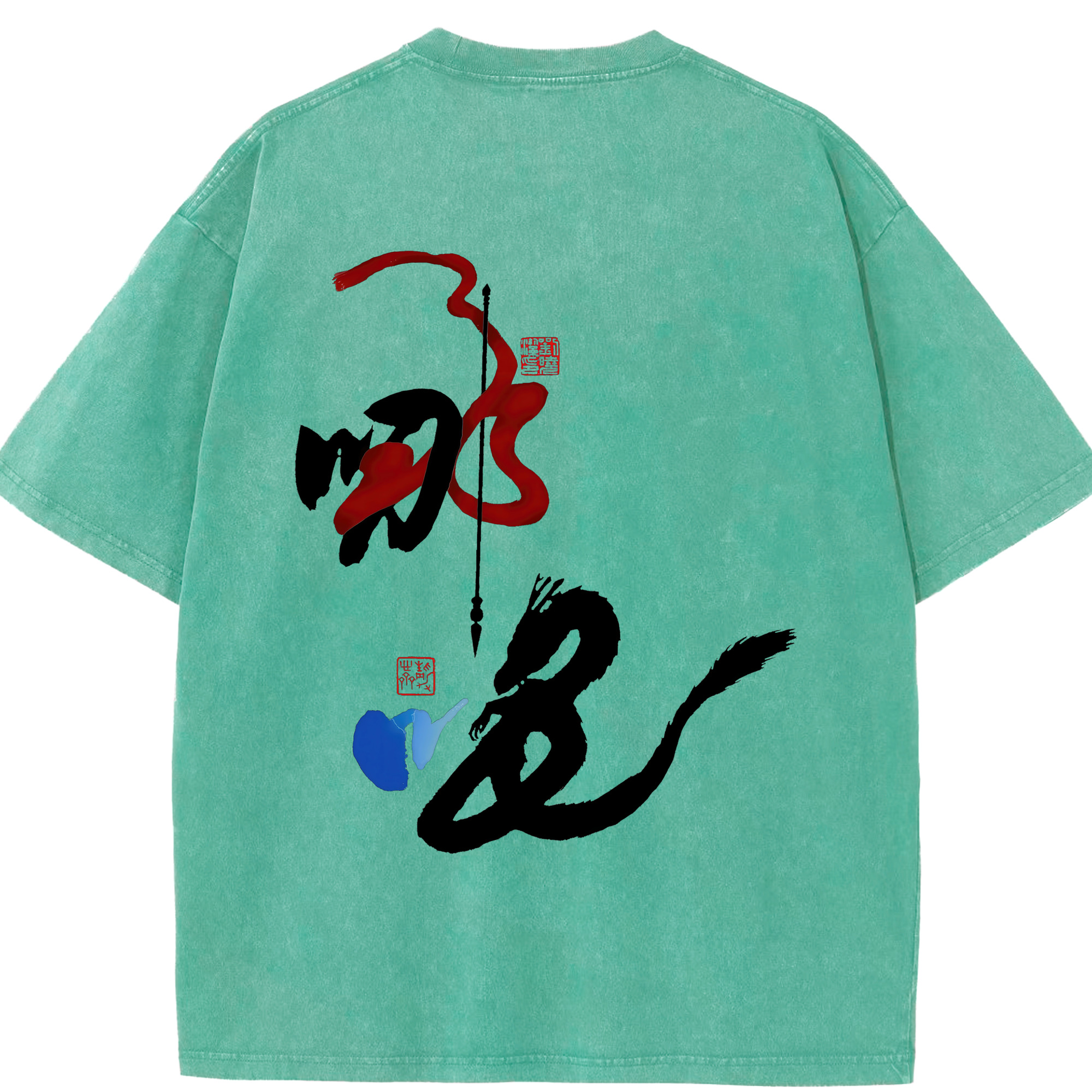 （画像用） Ne Zha 2 ナタ 魔童の大暴れ 綿100% ヴィンテージ風 半袖Tシャツ（背面プリント）